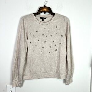 Tresics sweater womens small Cream circle ring design long sleeve shirt